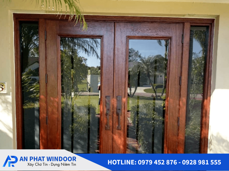 Cửa nh&ocirc;m k&iacute;nh giả gỗ 11