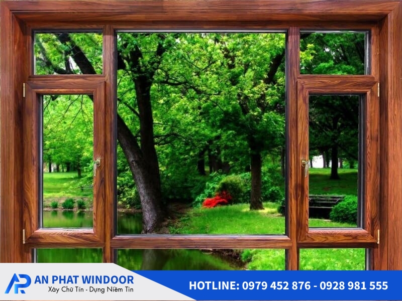 Cửa nh&ocirc;m k&iacute;nh giả gỗ 12