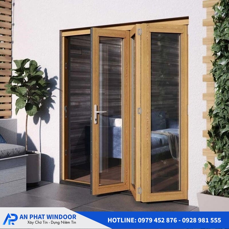 Cửa nh&ocirc;m k&iacute;nh giả gỗ 14