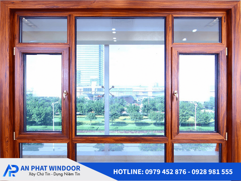 Cửa nh&ocirc;m k&iacute;nh giả gỗ 6