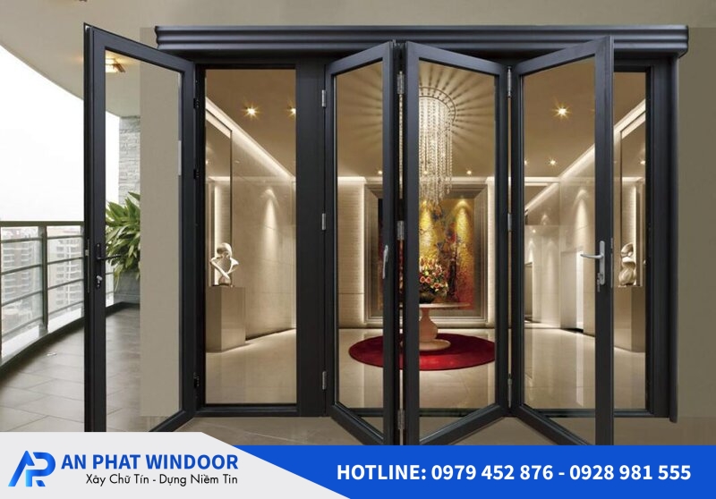 cửa nh&ocirc;m xingfa 4 c&aacute;nh xếp trượt 6