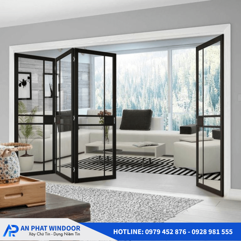 cửa nh&ocirc;m xingfa 4 c&aacute;nh xếp trượt 8