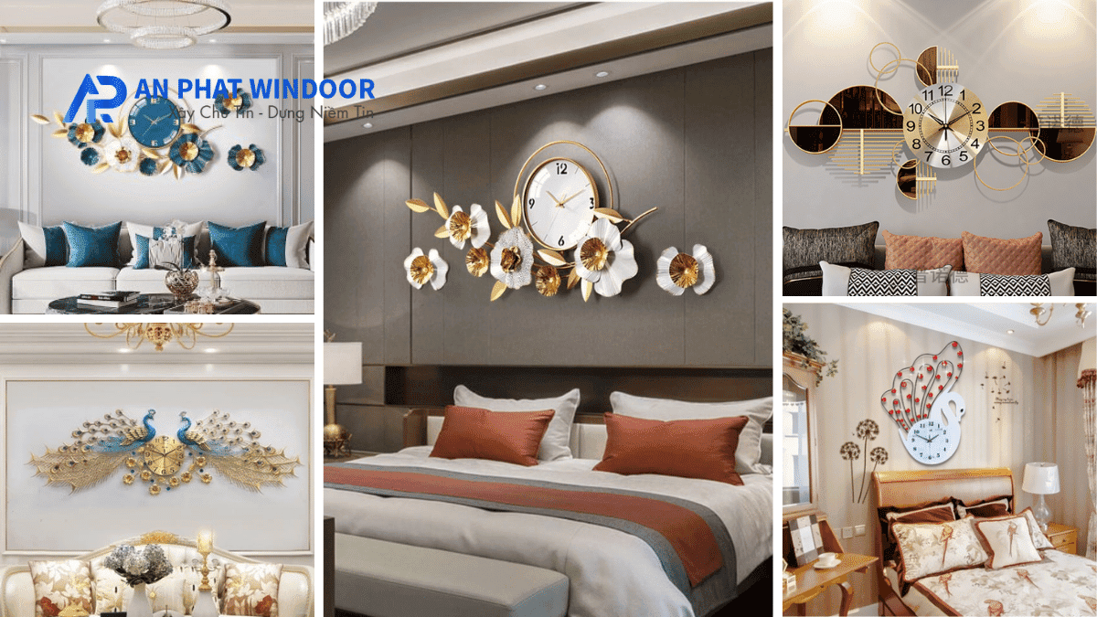 Sử dụng đồng hồ trang tr&iacute; decor trang tr&iacute; ph&ograve;ng ngủ