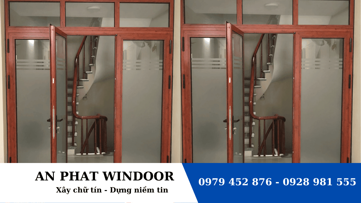 Báo Giá Mẫu Cửa Nhôm Xingfa Vân Gỗ Đẹp Nhất 2023 15 Vân gỗ 2 cánh mở quay cao cấp chất lượng