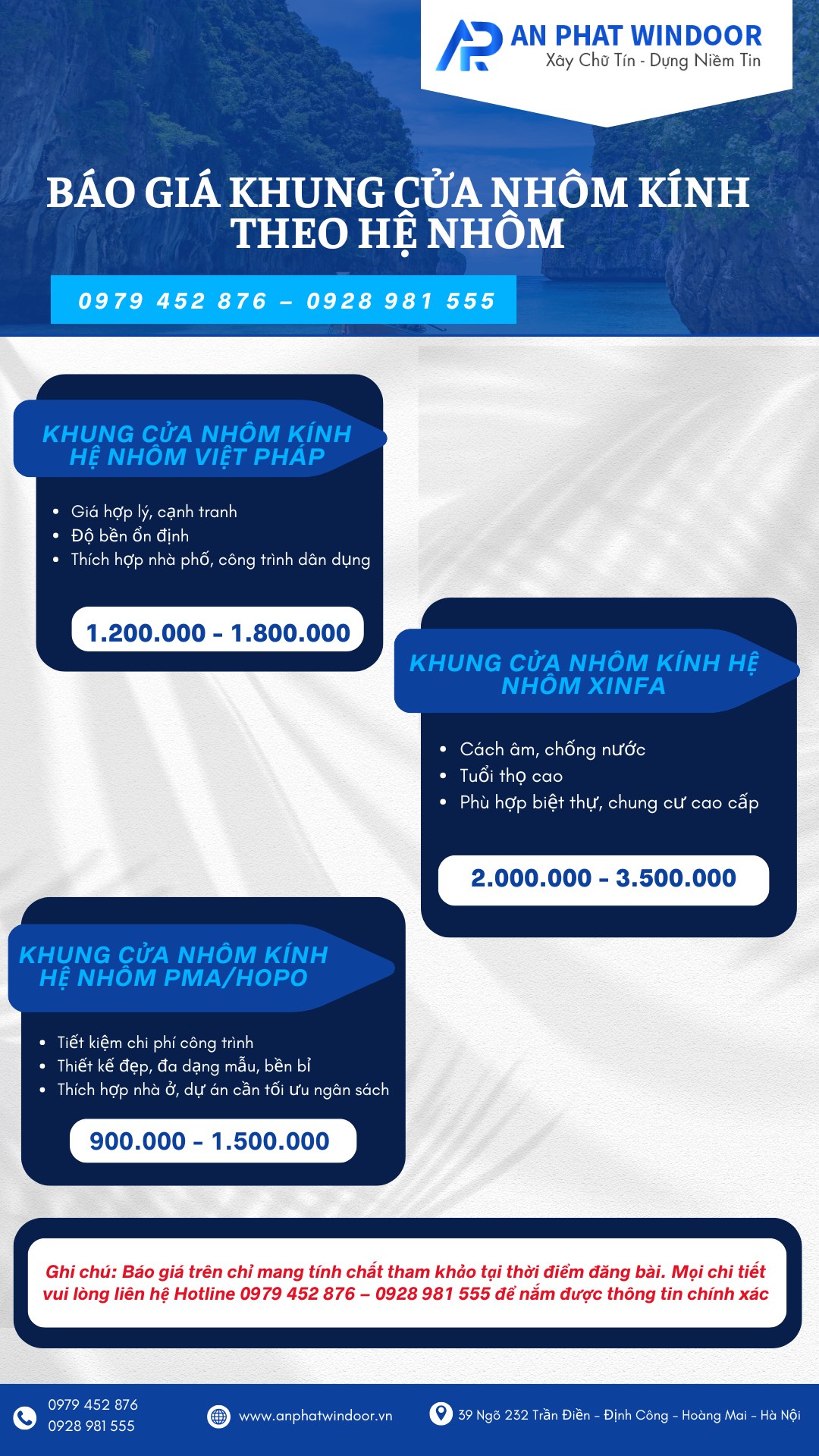 Báo giá cửa hệ nhôm kính mới nhất đáng để tham khảo