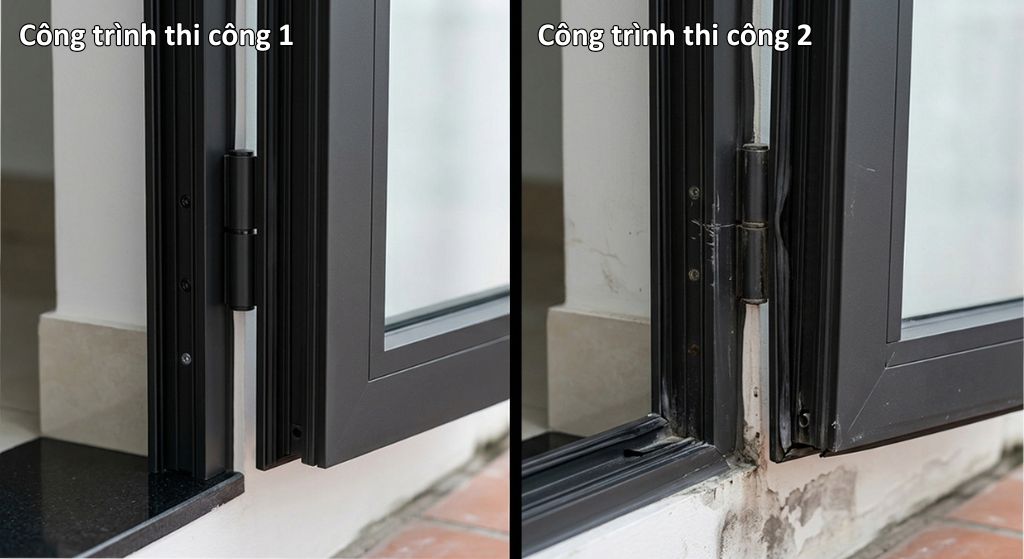 Cùng một sản phẩm nhôm kính Xingfa, nhưng hai đội thợ thi công khác nhau cho ra kết quả khác nhau
